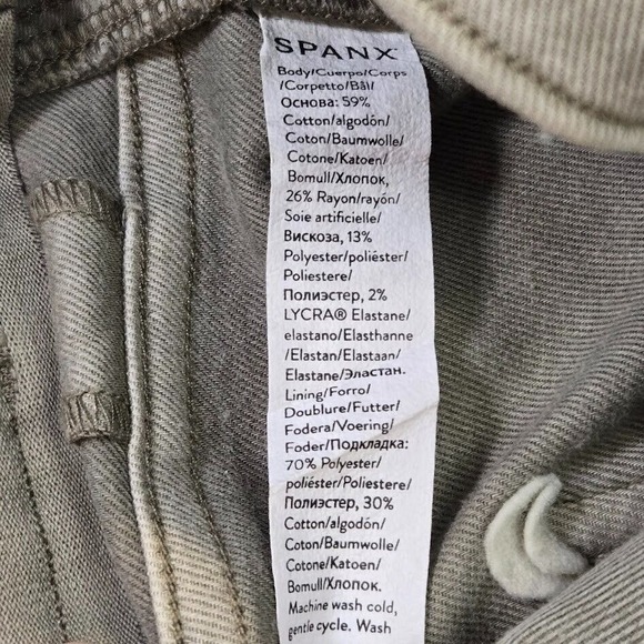 Spanx Size XL Stretch Twill Straight Leg Pant Olive Green Pull-On Stretch 20399R - Picture 5 of 9